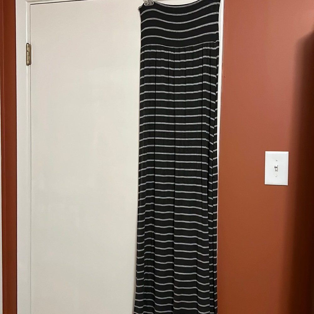 Black and Gray Stripe Tube Maxi Dress